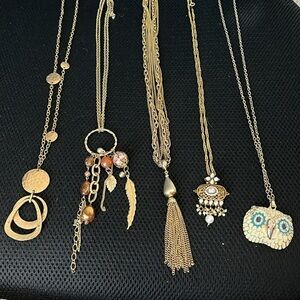 #15 Gold tone necklaces bundle